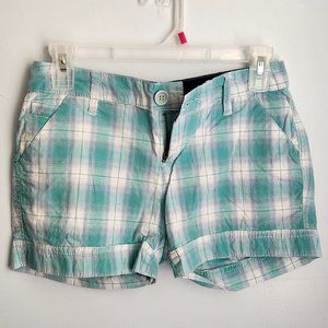 🎉  Islandia Size 1 Short Teal and White Plaid Short Shorts (3/$10)